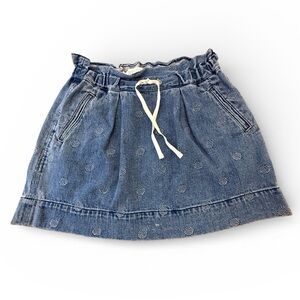 Marc by Marc Jacobs Embroidered Polka Dot Denim Paperbag Mini Skirt Size Small